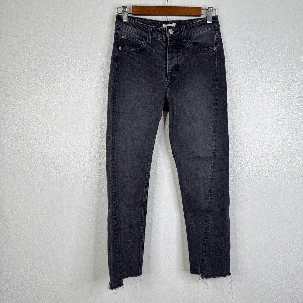 H&M Step Up Raw Edge Hem Black Jeans Size 2